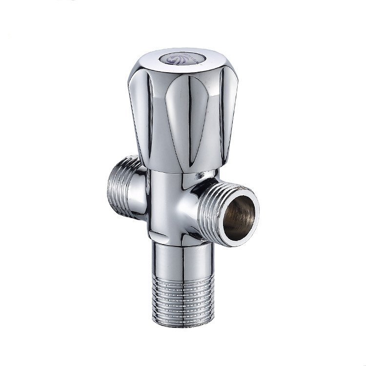 Copper double outlet triangle valve, one inlet two outlets three-way cold and hot water triangle valve, figure-eight stop Angle valve manufacturer wholesale full figure
