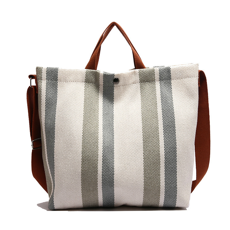 A casual striped, simple and large-capacity bag for women, a new autumn/winter 2024 trendy and fashionable ins nylon single-shoulder tote bag Item Picture