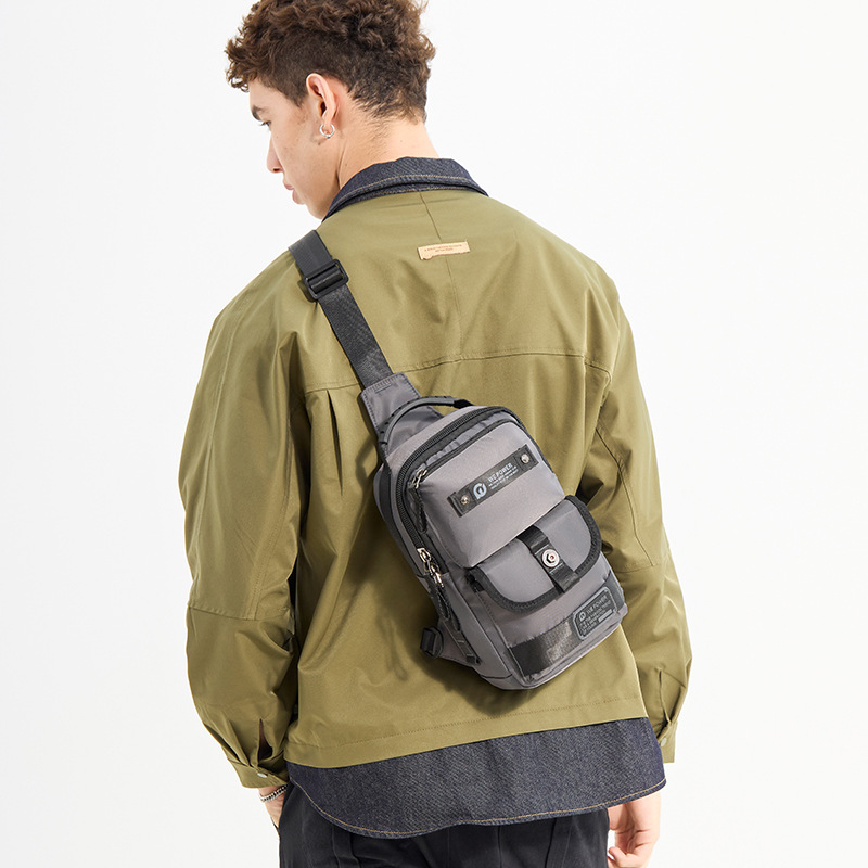 wepower's new men's sports cycling single-shoulder bag, casual outdoor crossbody bag, large-capacity multi-functional chest bag Specification drawing