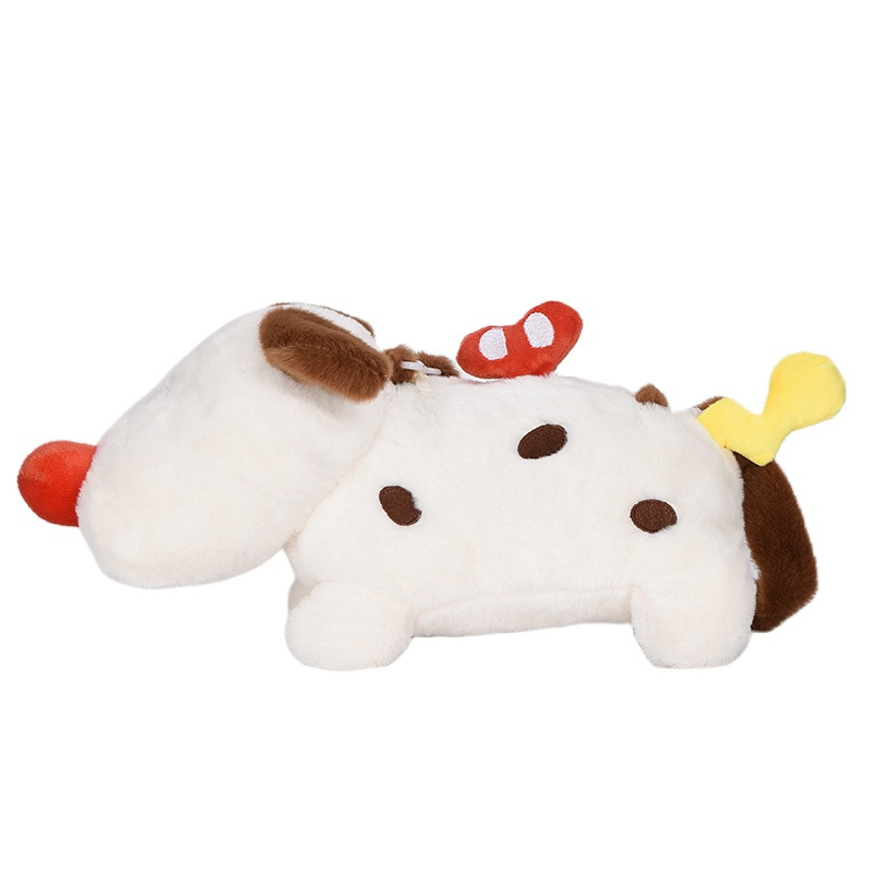 The new plush toy single-shoulder bag for the autumn and winter of 2024 features a dog color-blocking and patchwork personalized cartoon crossbody bag Item Picture