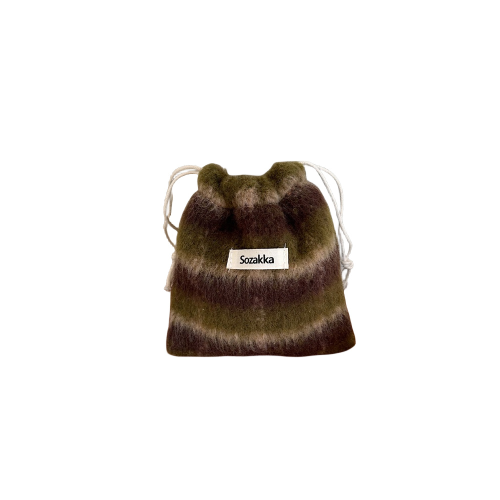 312272 woolen storage bag, small cloth bag, lipstick bag, portable makeup bag, women's storage cosmetic drawstring bag Item Picture