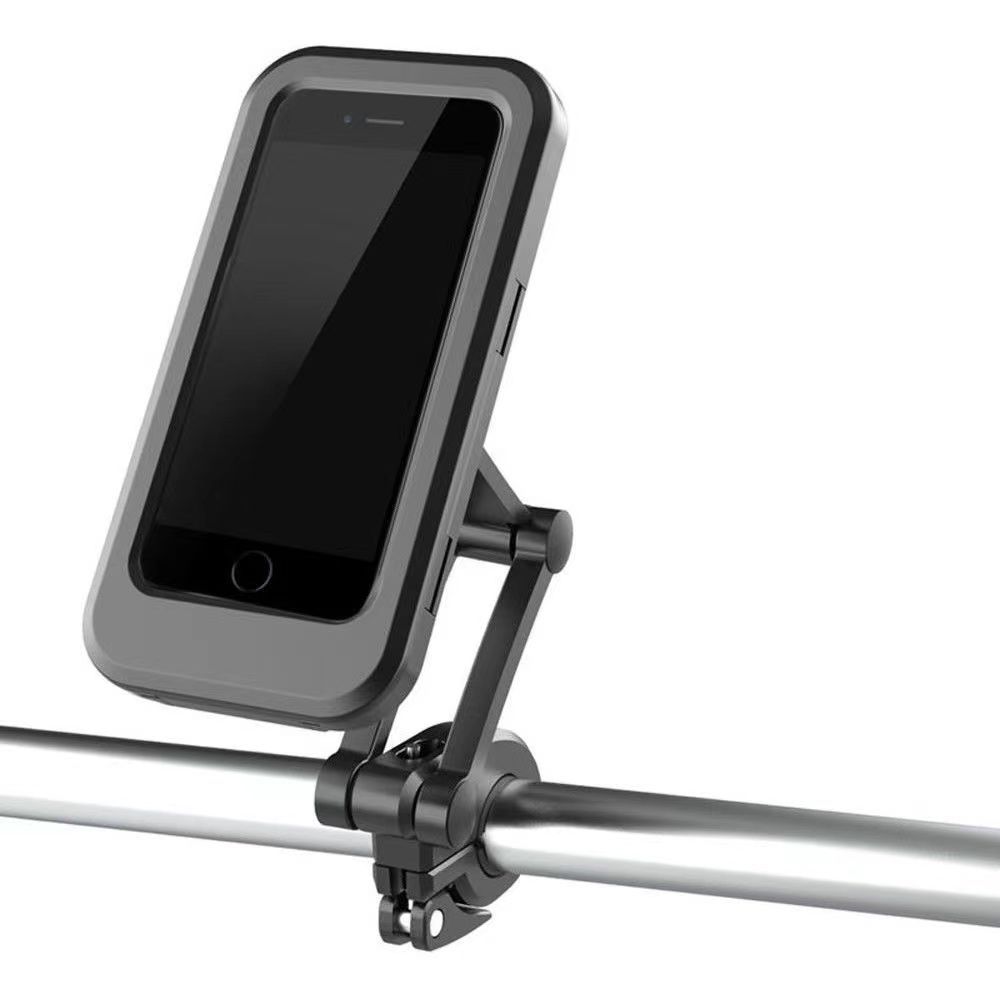 New waterproof navigation phone stand for electric motorcycles, fully enclosed touch screen rain cover for food delivery riders, and electric bikes Specification drawing