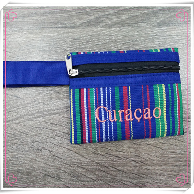 Custom-made ethnic style embroidered coin purses, striped flower coin purses, and small coin purses for storage Specification drawing