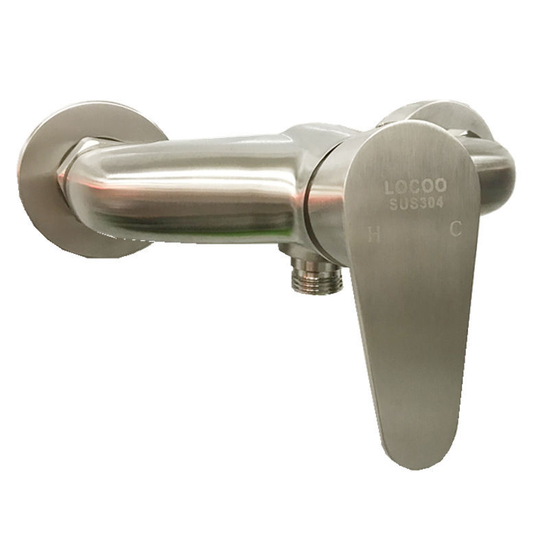 The 304 stainless steel brushed shower room is equipped with a concealed cold and hot three-in-one shower head, a mixing valve and a weighted faucet Item Picture