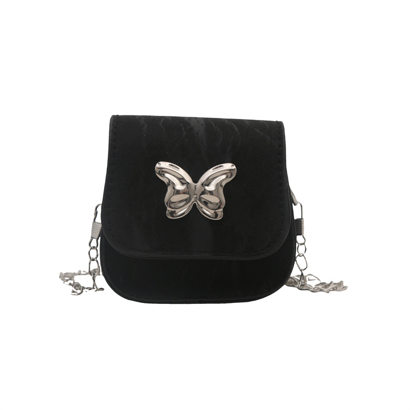 2024 Stylish new, fresh and sweet small square bag with butterfly decoration, mini texture chain crossbody red envelope Item Picture