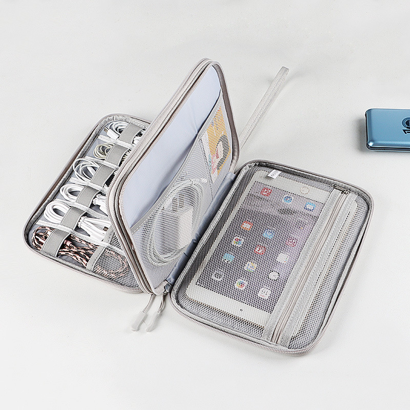 Digital accessory storage bag, large-capacity double-layer multi-functional waterproof organization bag box, data cable, headphones, USB flash drive, Youdun details Picture