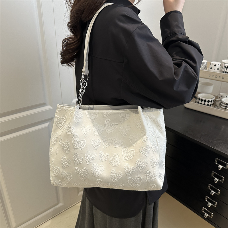Gentle and fashionable heart tote bag 2025 New style, trendy and high-end, casual and versatile, wide shoulder crossbody bag details Picture