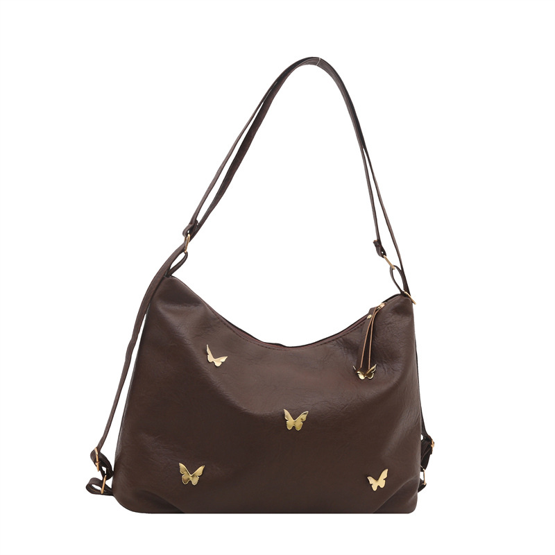 2024 New winter commuting solid color large-capacity multi-functional backpack, Butterfly hardware personalized single-shoulder crossbody bag Item Picture
