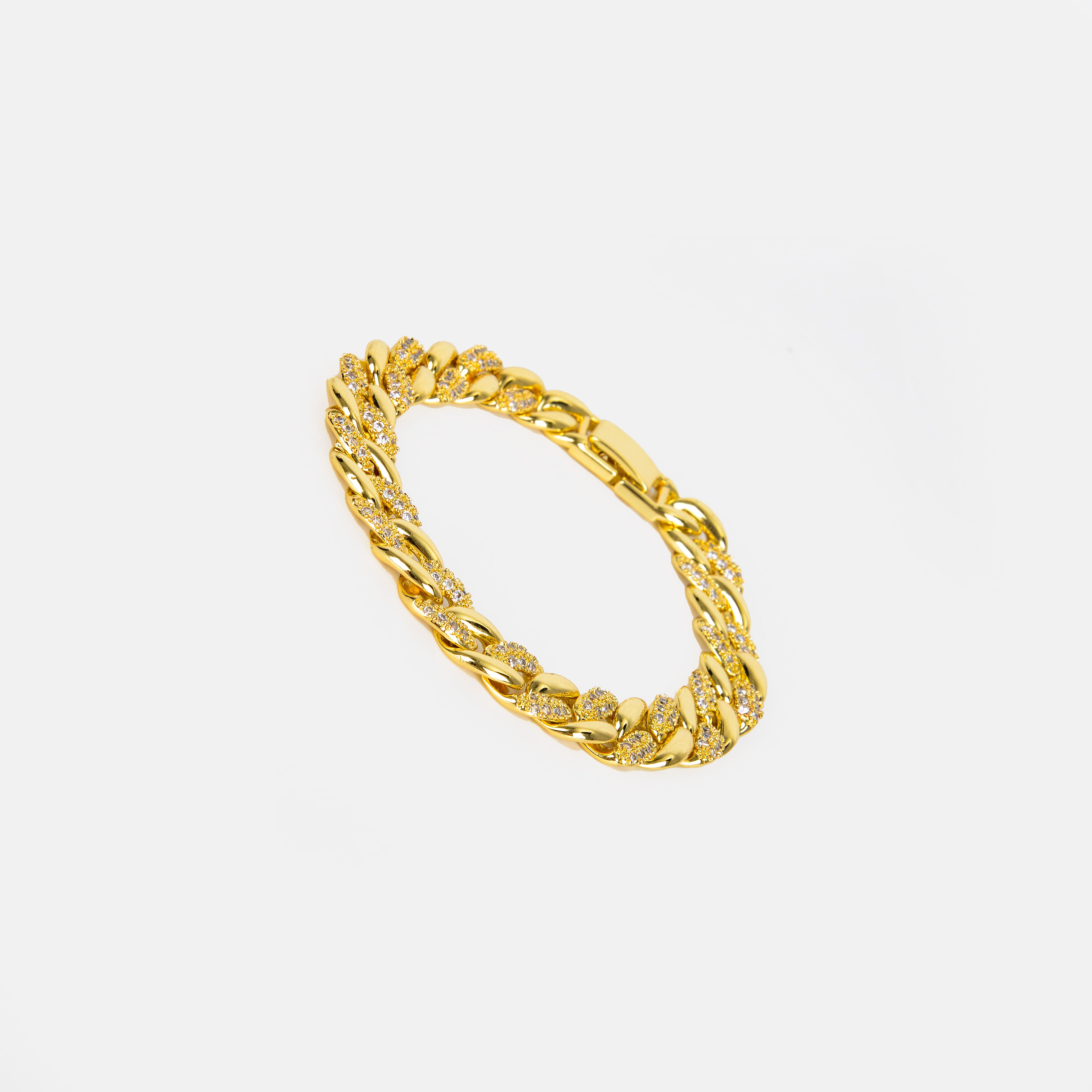 Copper-plated real gold round golden hip-hop necklace accessory Cuban chain wholesale, non-fading diamond necklace details Picture