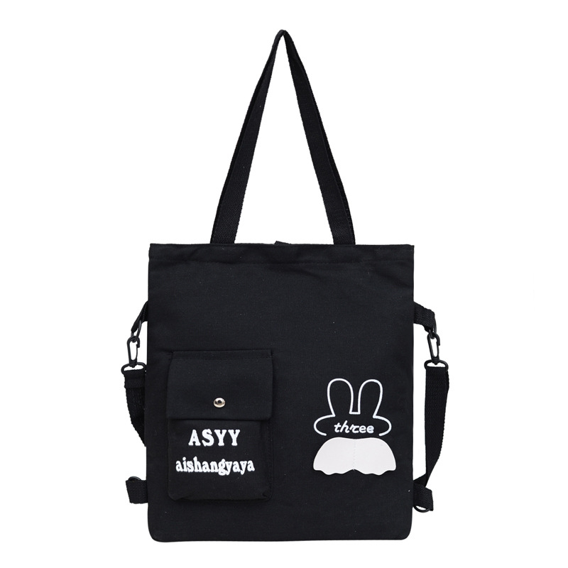 Japanese solid-color tote bag 2024 new style casual and simple student tutorial bag, versatile solid-color single-shoulder crossbody bag for girls Item Picture