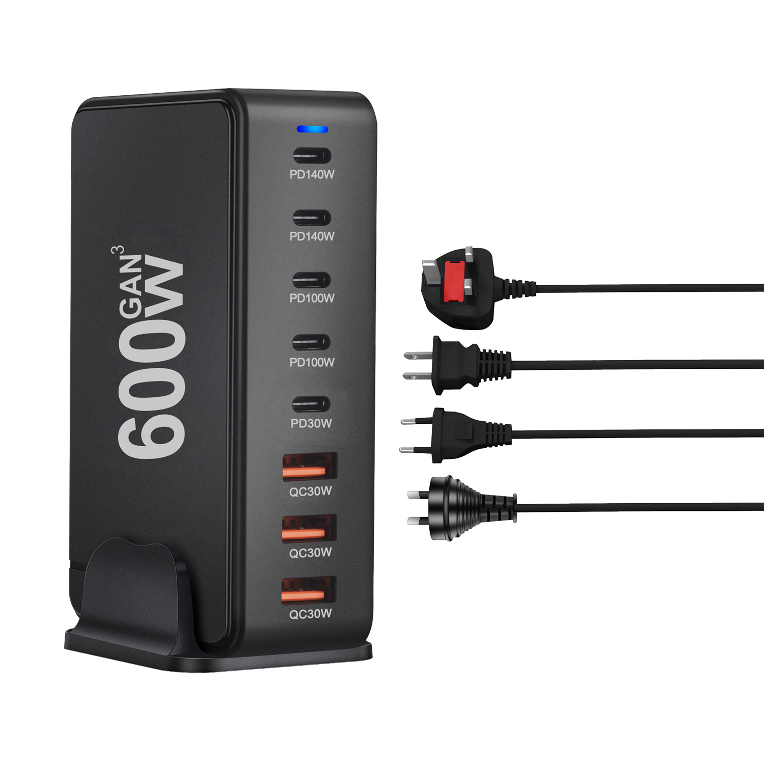 The new bestseller of 600W gallium nitride PD desktop charger, PD3.1 multi-functional 28V5A single-port 140W adapter full figure