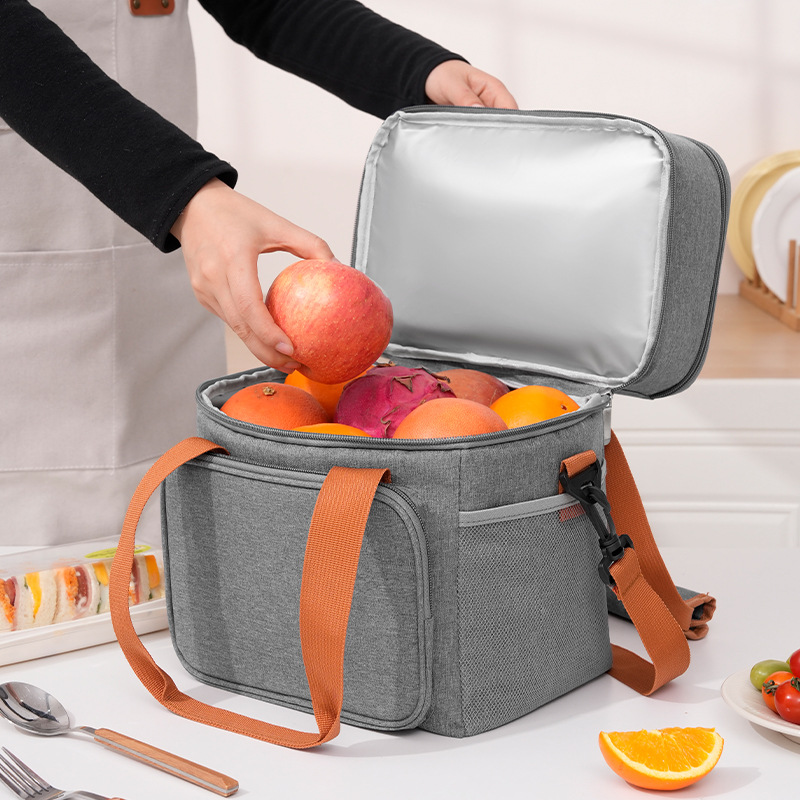 Runhui Cross-border Catering Double-layer insulated lunch box bag, outdoor food delivery insulated box, lunch box handbag, bento insulated bag details Picture