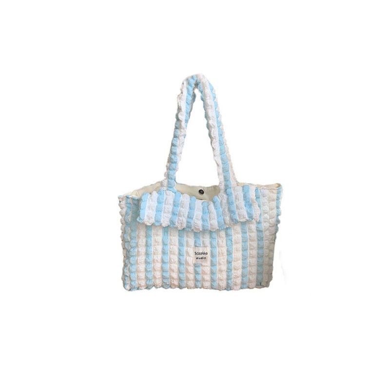 3592 Spring/Summer New pleated bubble large-capacity single-shoulder cloud Bag Korean commuting canvas handbag Item Picture