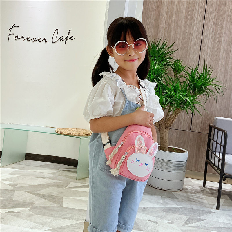 Korean-style children's bags, girls' crossbody bags, fashionable princesses, girls, babies, cute little rabbits, canvas single-shoulder bags Specification drawing
