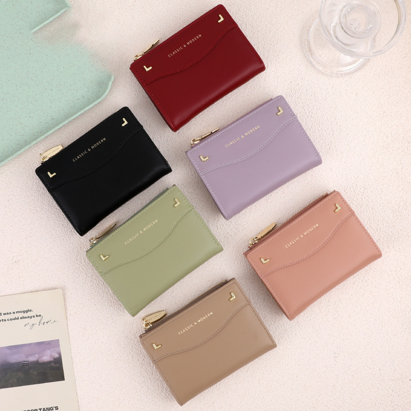 Minwei Short Korean-style fashionable cross-border wallet for women, simple zipper, high-end feel, small change bag wholesale details Picture