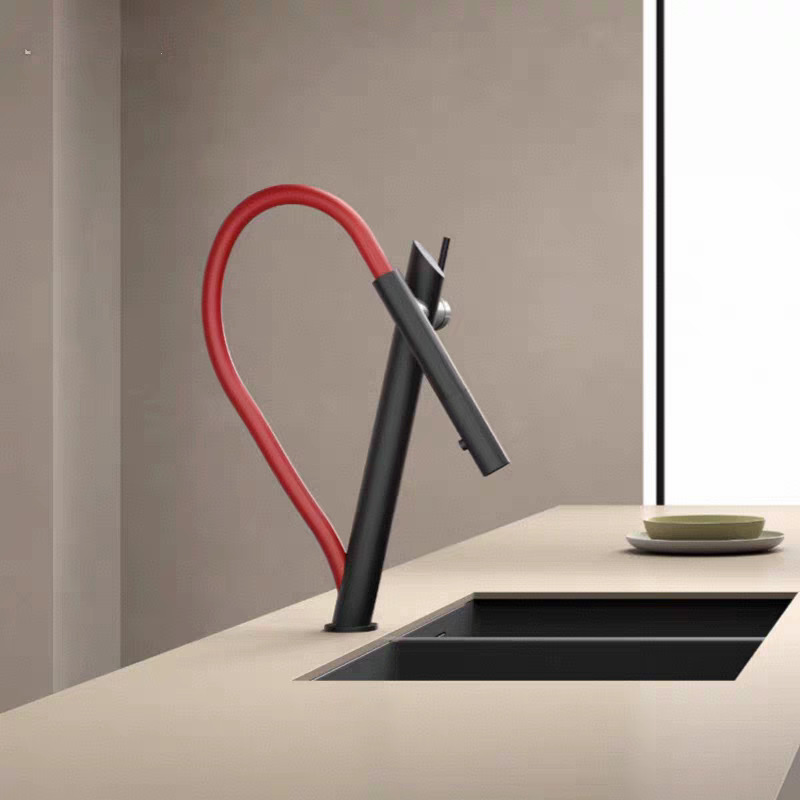 Cross-border European and American black and red magnetic kitchen faucet, sink, sink faucet, universal rotating faucet full figure