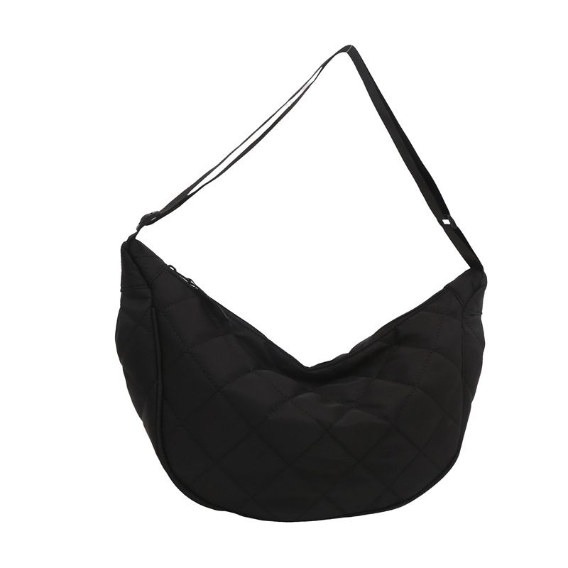 Solid color, simple diamond-shaped embroidered thread crossbody bag, dumpling bag, high-quality commuting, large-capacity women's single-shoulder bag Item Picture
