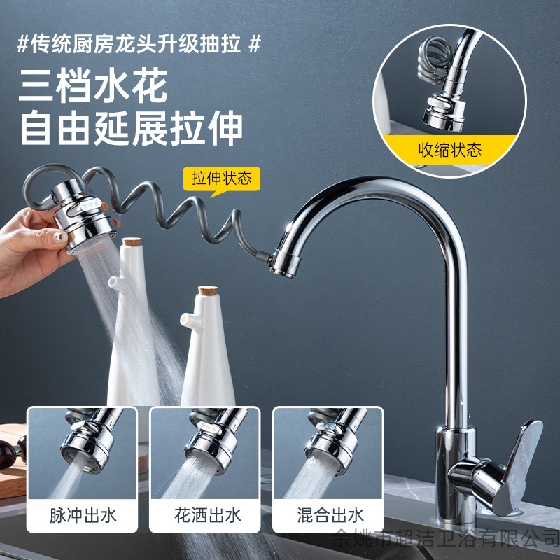 Faucet extender splash-proof wonder, universal extension adapter, foaming device, faucet water outlet pressure increase, kitchen details Picture