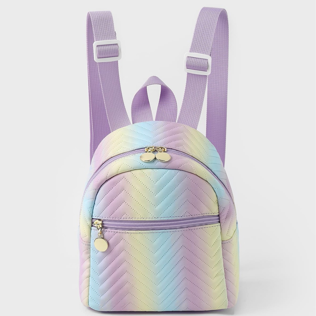 A popular cross-border export backpack for women, a rainbow multi-color PU quilted mini backpack, a fashionable, casual and high-end schoolbag full figure