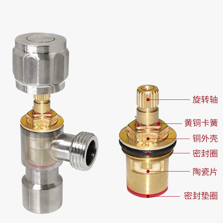 304 stainless steel 4-inch internal thread, 4-inch water inlet internal and external thread, triangle valve, stop valve, internal thread, cold water heater switch details Picture