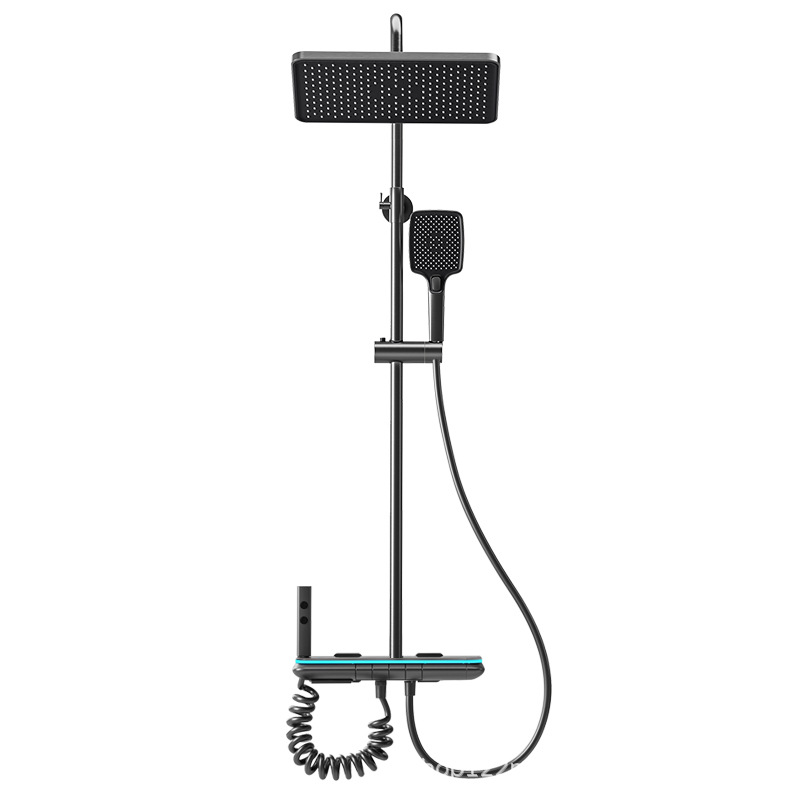 Manufacturer's gun gray constant-temperature shower head set, digital display rain bath, all-copper bath, household bathroom pressurized shower head Item Picture
