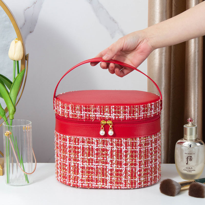 Light luxury small chanel-style bucket bag, large capacity makeup box, storage box, souvenir, wedding portable, home with mirror Specification drawing