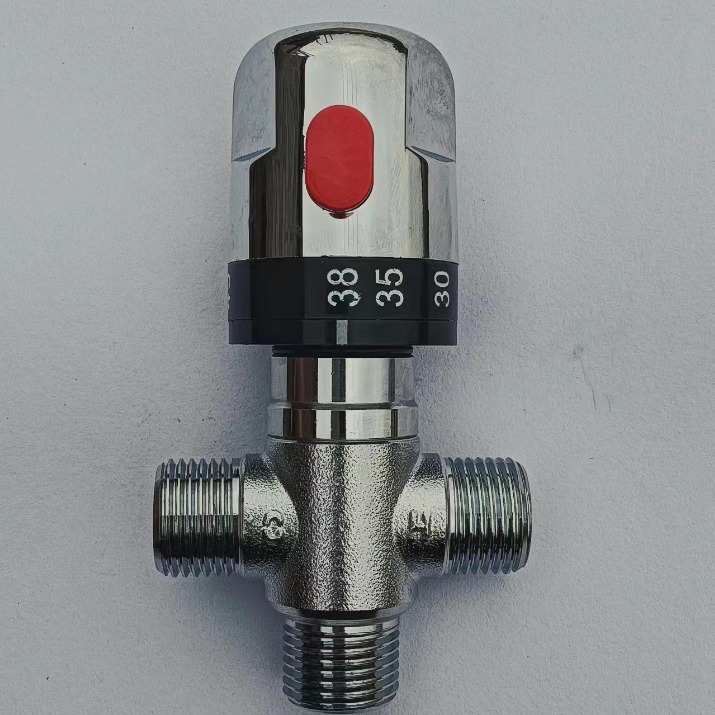Cross-border exclusive mixing valve, 4-point all-copper electroplated constant temperature pipeline valve, exposed mixing valve, solar water heater pipe full figure