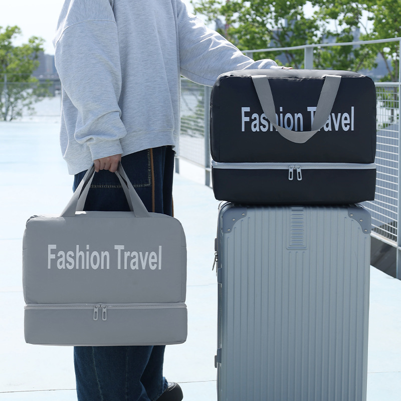 Runhui's new light travel handbag with shoe compartment 600D leather film fitness bag, dry and wet separation bag, large-capacity travel bag full figure