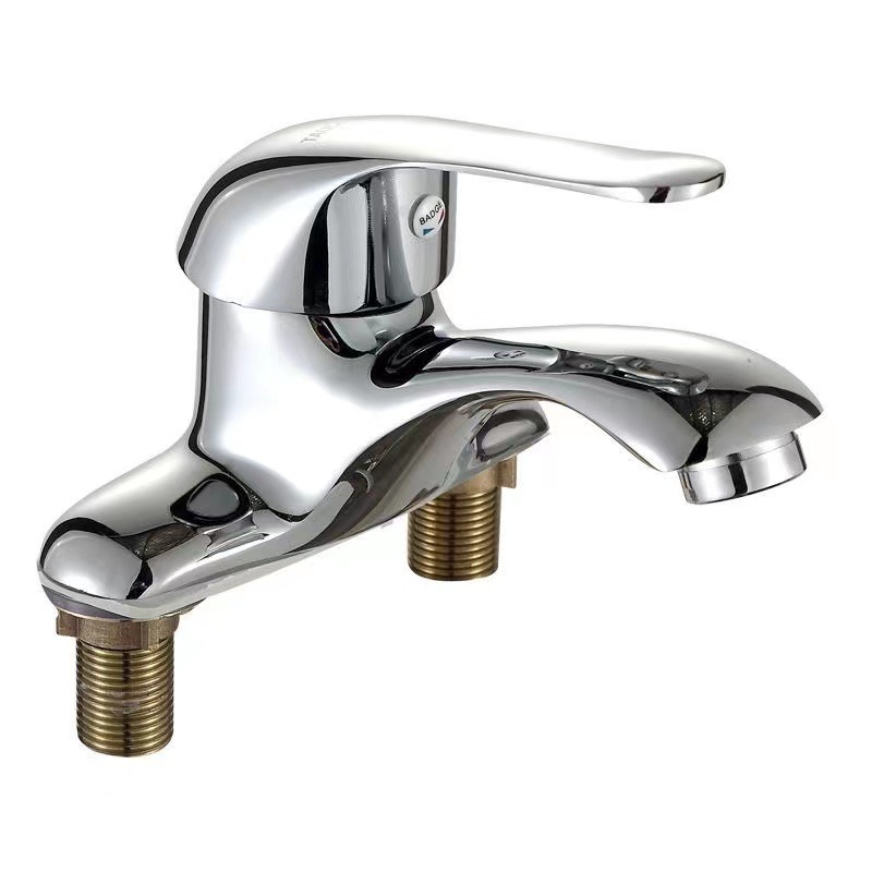 Double-hole faucet, washbasin, surface basin, kitchen and bathroom hot and cold switch, washbasin, mixing valve, three-basin Application Scenario