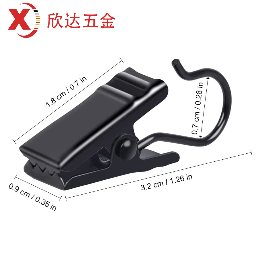 Cross-border metal curtain clips, home bath curtain hook clips, curtain buckle accessories, small clips with hooks, iron clips in stock full figure