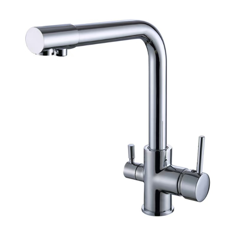 All-copper kitchen seven-character three-in-one purified water faucet, hot and cold water faucet, direct drinking water faucet, multi-functional vegetable washing basin, purified water faucet Item Picture