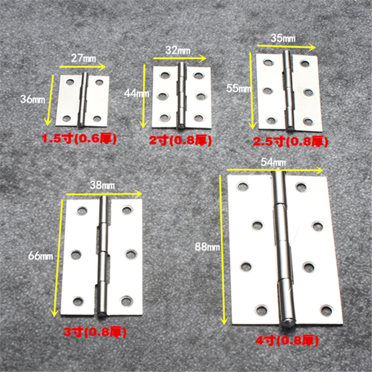 Stainless steel small hinges 1/1.5/2/2.5/3/4-inch small hinges for luggage, Windows, cabinets and doors Specification drawing