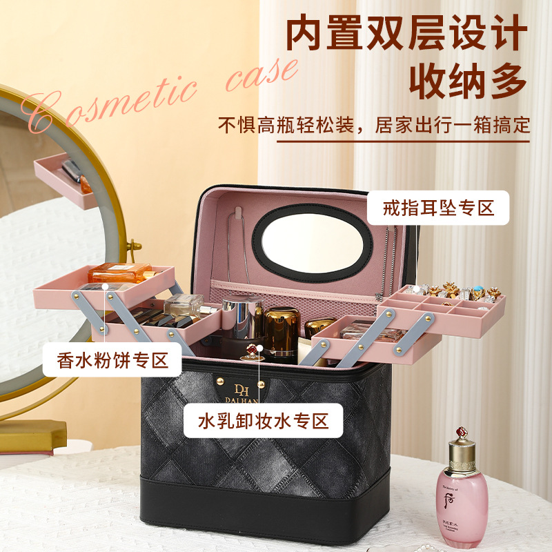 Customized large-capacity makeup bag, portable skin care product storage, makeup box, hand-held simple multi-functional desktop storage box full figure