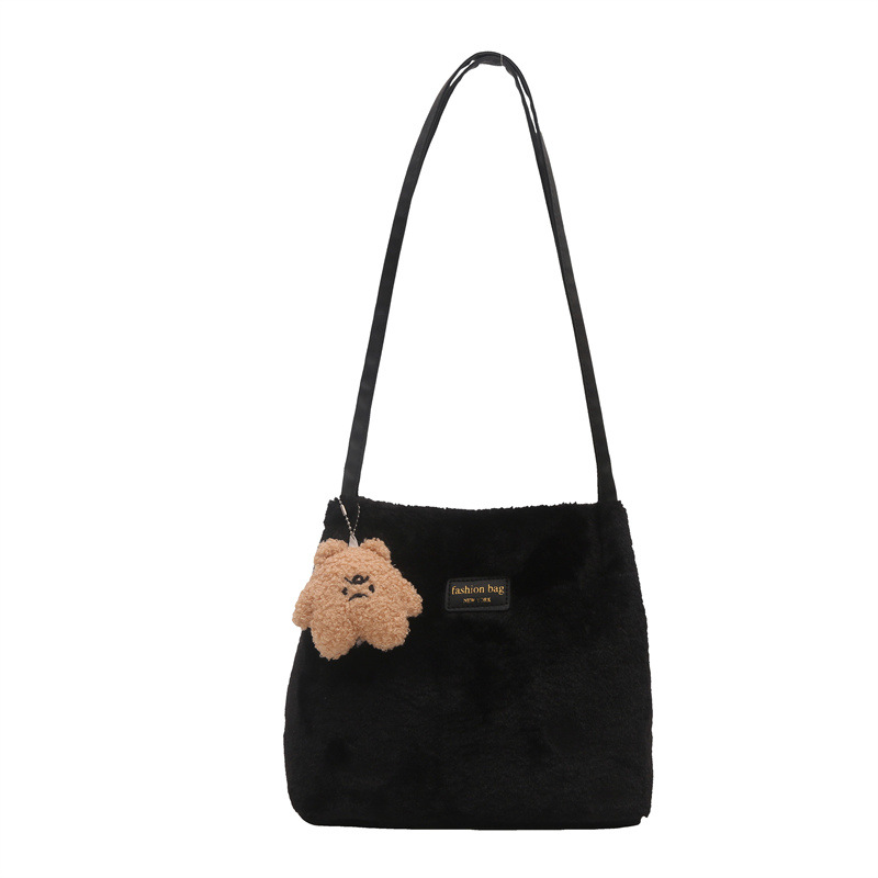 Spring Fashion Plush Bag for Women 2025, casual and versatile, large capacity commuter tote bag, quality single-shoulder handbag Item Picture
