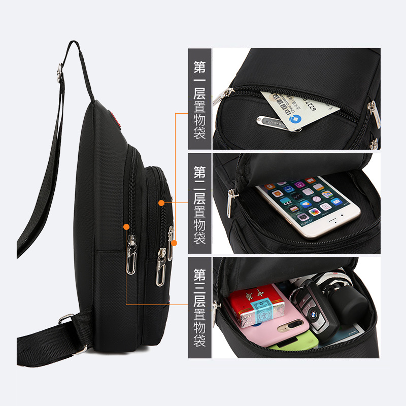 Cross-border men's crossbody bag: simple and versatile, a large-capacity, trendy, waterproof and wear-resistant bag for business trips. Men's chest bag Specification drawing