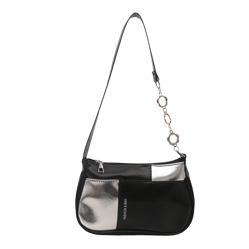 New autumn and winter bags: Women's color-blocking and color-blocking chain small square bag, versatile commuting underarm bag, fashionable single-shoulder crossbody bag Item Picture
