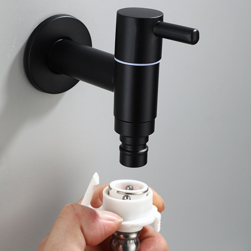 Black washing machine extended faucet, 4-inch and 6-inch stainless steel household faucet, mop and sink nozzle Application Scenario