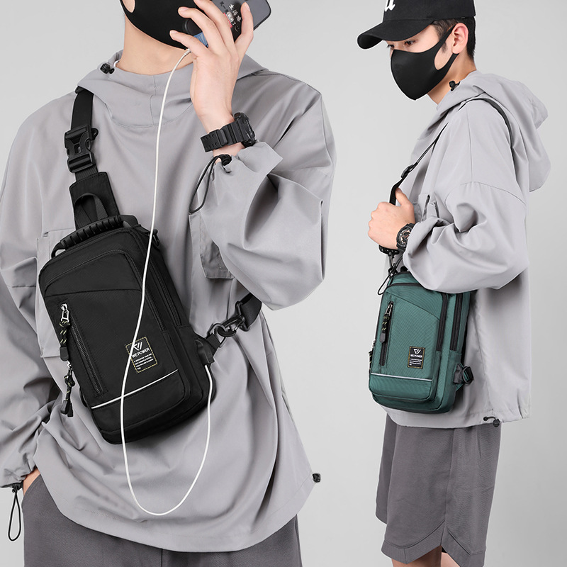New men's trendy crossbody bag, multi-functional outdoor single-shoulder crossbody bag, Korean-style casual backpack and chest bag details Picture