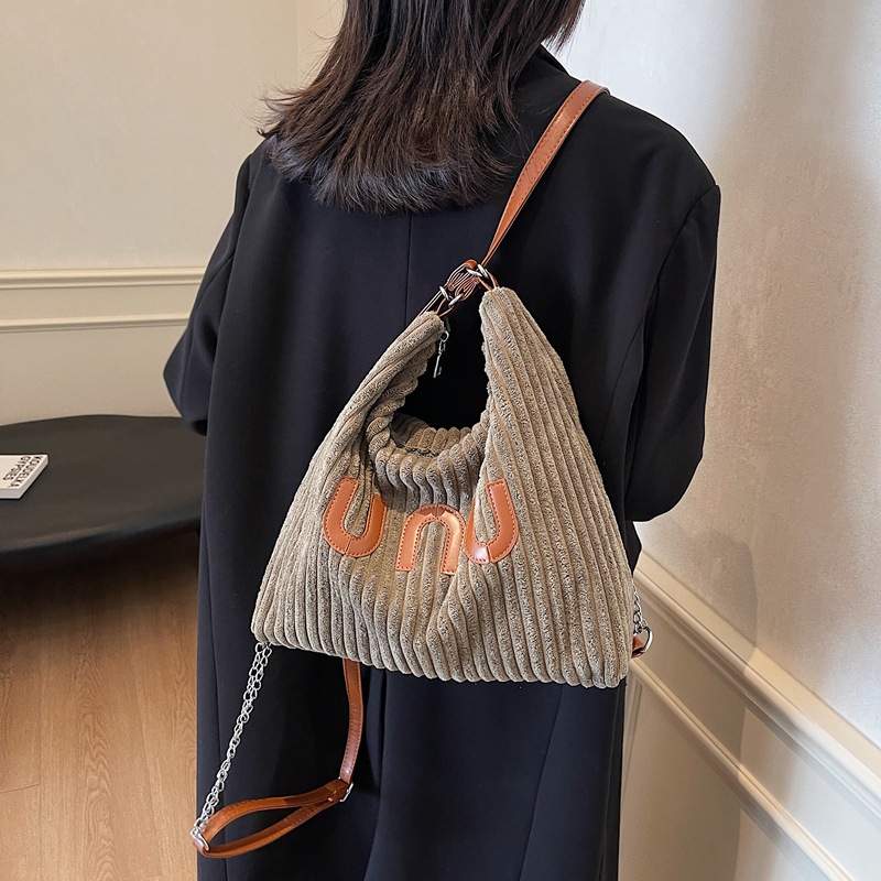 High-quality commuting large-capacity women's 2024 new winter corduroy backpack, casual single-shoulder bag, tote bag Specification drawing