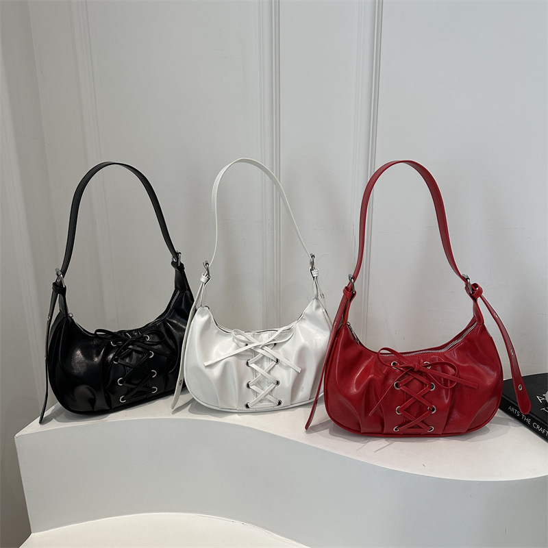 Spring 2025 new PU tie bow bag, elegant single-shoulder bag, women's dumpling bag, sweet and cool crossbody bag Application Scenario