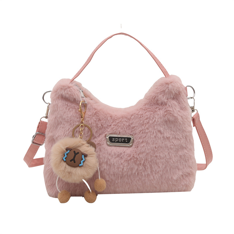 High-end plush handbag, new winter 2024, fashionable and versatile underarm bag, niche design, single-shoulder crossbody bag Item Picture