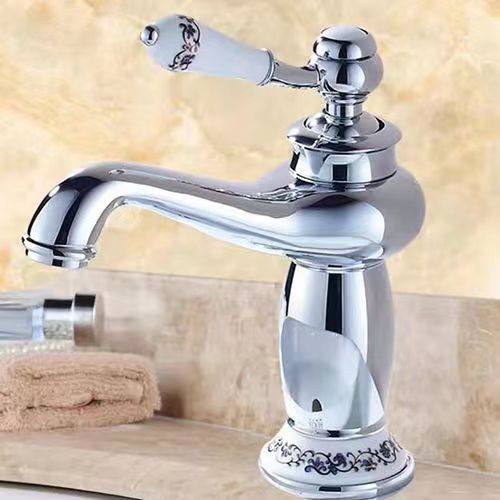 Factory price wholesale, European-style antique copper body, rose gold, titanium gold, jade divine lamp, washbasin, cold and hot water faucet, one-piece consignment details Picture