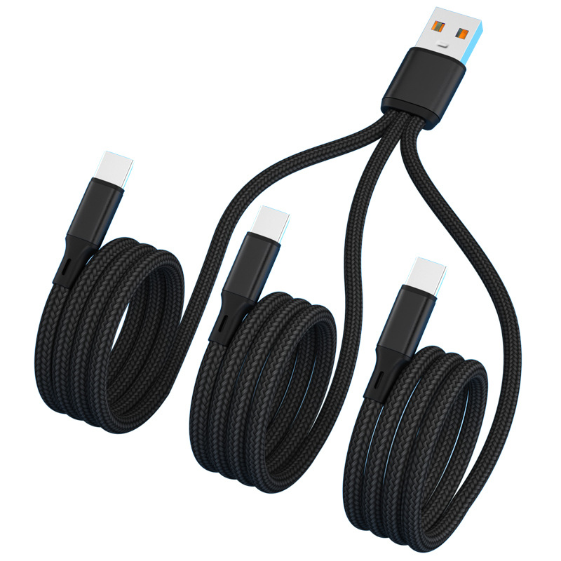 6A Super Fast Charging One Drag Three Data Cable is suitable for Type-c Huawei, Apple and Android three-in-one car charging cable Item Picture