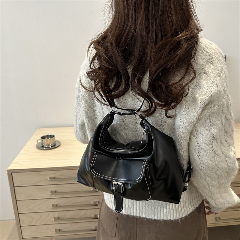 Cross-border retro commuting backpack for women 2024 New trendy and fashionable Korean-style tote bag, versatile and large-capacity crossbody bag details Picture