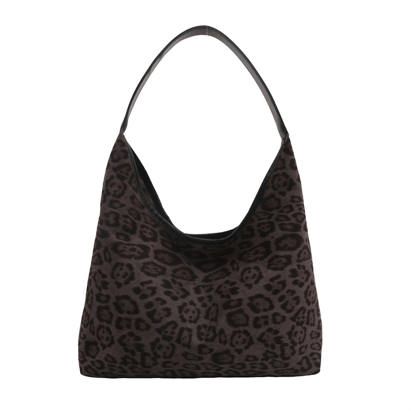 Cross-border fashion leopard print women's bag, underarm bag, 2024 winter new single-shoulder bag, Korean style trendy retro tote handbag Item Picture