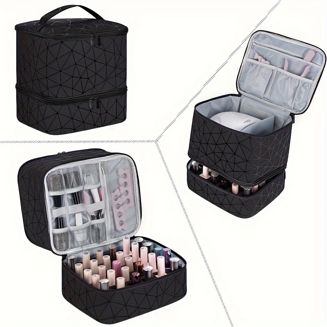 Cross-border large-capacity makeup bag, high-end PVC portable women's bag, nail polish storage bag, nail art tote bag Item Picture