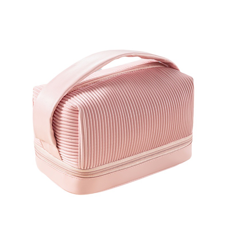 New PU cosmetic bag, cream toast bag, large-capacity portable storage bag, travel hand-held toiletry bag, three-piece set Item Picture