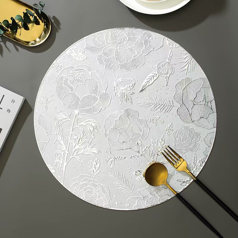 Light luxury rose gold round placemats, PVC bottom gilding table MATS, table heat insulation MATS, Western placemats Specification image