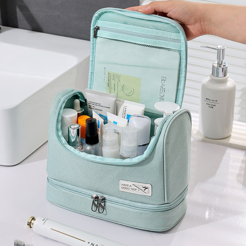 Wabi-sabi style dry-wet separation storage bag, travel toiletries bag, cosmetics storage bag, makeup bag, large capacity, high-end feel details Picture