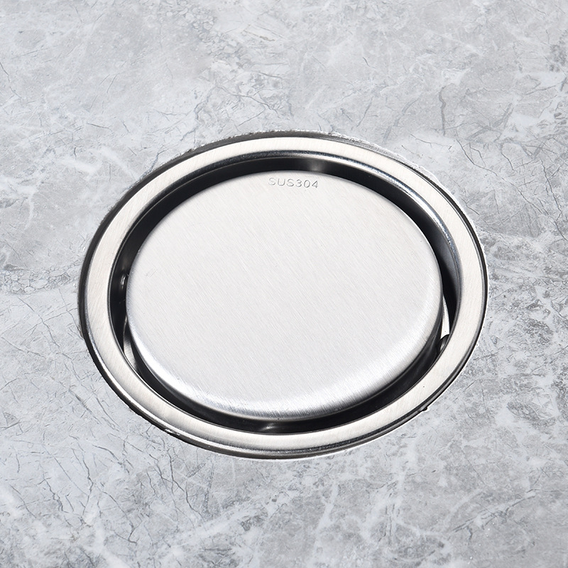 Cross-border circular invisible floor drain with brick, 304 stainless steel anti-odor cover, bathroom shower room drain, 110 large diameter full figure